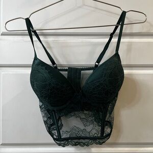 Elegant Lace Bralette in Dark Green